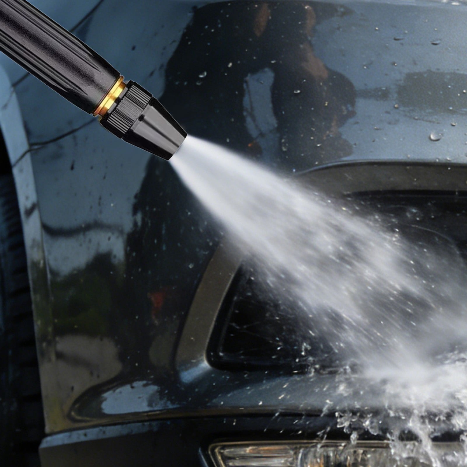 Mohdy 16*3 Adjustable Connector Spray Gun, Direct-Jet Water Gun + 2 Connectors, Abs Water Valve Nozzle, High-Pressure Washer Nozzle, with Metal Connector Set, Suitable for Garden Hose Spray Guns.