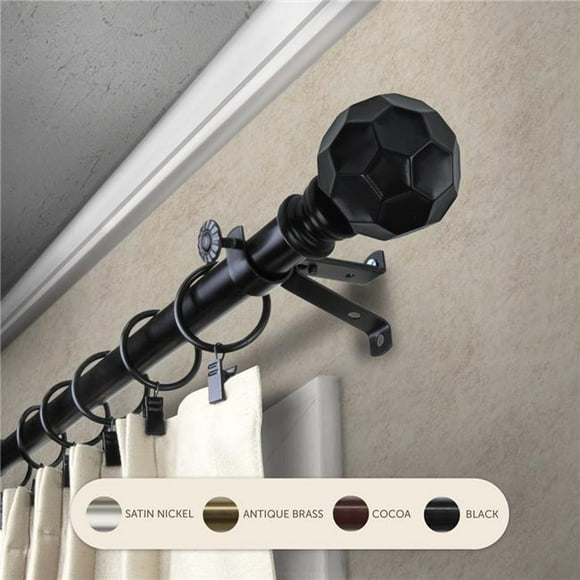 Central Design 4890-662 0.8125 in. Remi Curtain Rod with 66 to 120 in. Extension, Black