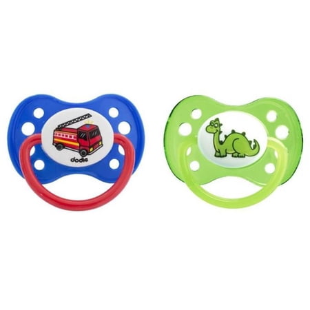 Dodie 2 Sucettes Anatomiques Silicone 6 Mois + A28 Modele Dinosaure Chat