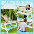 thumbnail image 3 of GLACER 3-in-1 Kids Picnic Table, Wooden Sand and Water Table w/Removable & Adjustable Umbrella, Removable Sand Box, Built-in Benches, Kids Outdoor Furniture for Toddler, Patio, Backyard (Blue+White), 3 of 9
