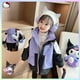 thumbnail image 1 of Kuromi Sanrioed Anime Autumn Winter Coats Kids Thickening Jackets 3-In-1 Hooded Windbreaker Zipper Warm Outerwear Girl Clothes, 1 of 5