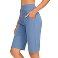 thumbnail image 2 of Vibrex Women's 5" Yoga Capris No Front Seam High Stretch Tight Leggings for Gym Running Workout,Blue_XL, 2 of 9
