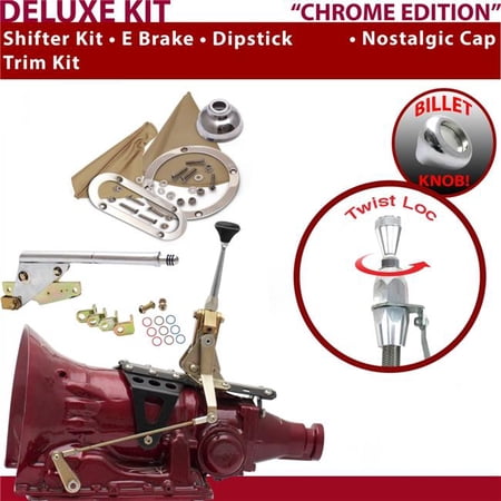 American Shifter 4L60 Shifter Kit Chrome 6 in. E Brake Trim Kit Dipstick for EBB5D