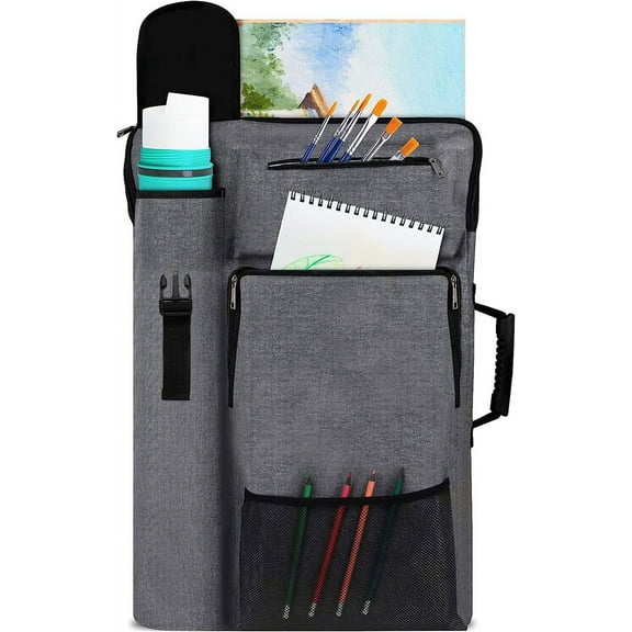 TreochtFUN Art Portfolio Case 18 X 24,art Portfolio With Backpack & Tote Bag For Artwork,medium Art Case Size(Grey).