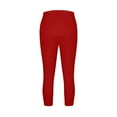 thumbnail image 4 of Stamzod Yoga Pants Women Plus Size Capri Leggings Summer Solid Color High Waisted Stretch Leggings Casual Slim Fitting Workout Leggings for Women Red XXL, 4 of 7