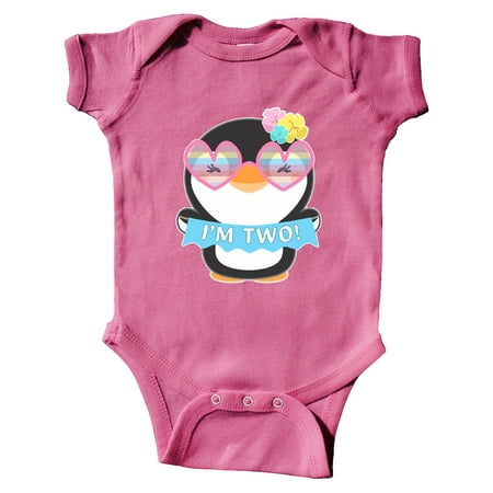 

Inktastic I m 2 Cute Penguin with Sunglasses and Flowers Gift Baby Boy or Baby Girl Bodysuit