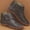 F-Brown, variant on Kcodviy Boots Toe Women's Up Women Lug Sole Platform Boots Pleated Flat Vintage Round Women's Boots Zip Winter Women's Boots