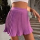 thumbnail image 2 of Mini falda de las mujeres elástico moda romántica color sólido alta cintura plisada mini falda corta, 2 of 6