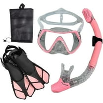 Mask, fins, snorkel set, including adult snorkeling equipment, panoramic diving mask, Trek fins, dry snorkel   travel bag