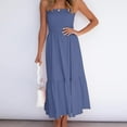 thumbnail image 4 of USSUMA Women's Summer Boho Strapless Off Shoulder Beach Long Dresses Ruffle Strapless Tiered A Line Flowy Maxi Dress, 4 of 5