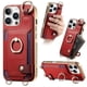 thumbnail image 1 of For iPhone 16 Pro Max Case Leather+TPU Phone Cover with Card Slots Kickstand and Lanyard - Green, 1 of 5