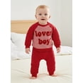 thumbnail image 6 of BemeyourBBs Toddler Baby Boy Girl Valentines Day Outfits Lover Boy Letter Long Sleeve Pullover Sweatshirt Tops Stripe Pants Set Spring Fall Winter Clothes, 6 of 9