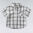 thumbnail image 6 of FINALGANG Boys Kids Plaid Button Down Shirt With Spread Collar Short Sleeve Labeled Bust Pocket Casual Fit Top For Kids Daily Wear School Activities Casual Outings Classic Top, 6 of 7