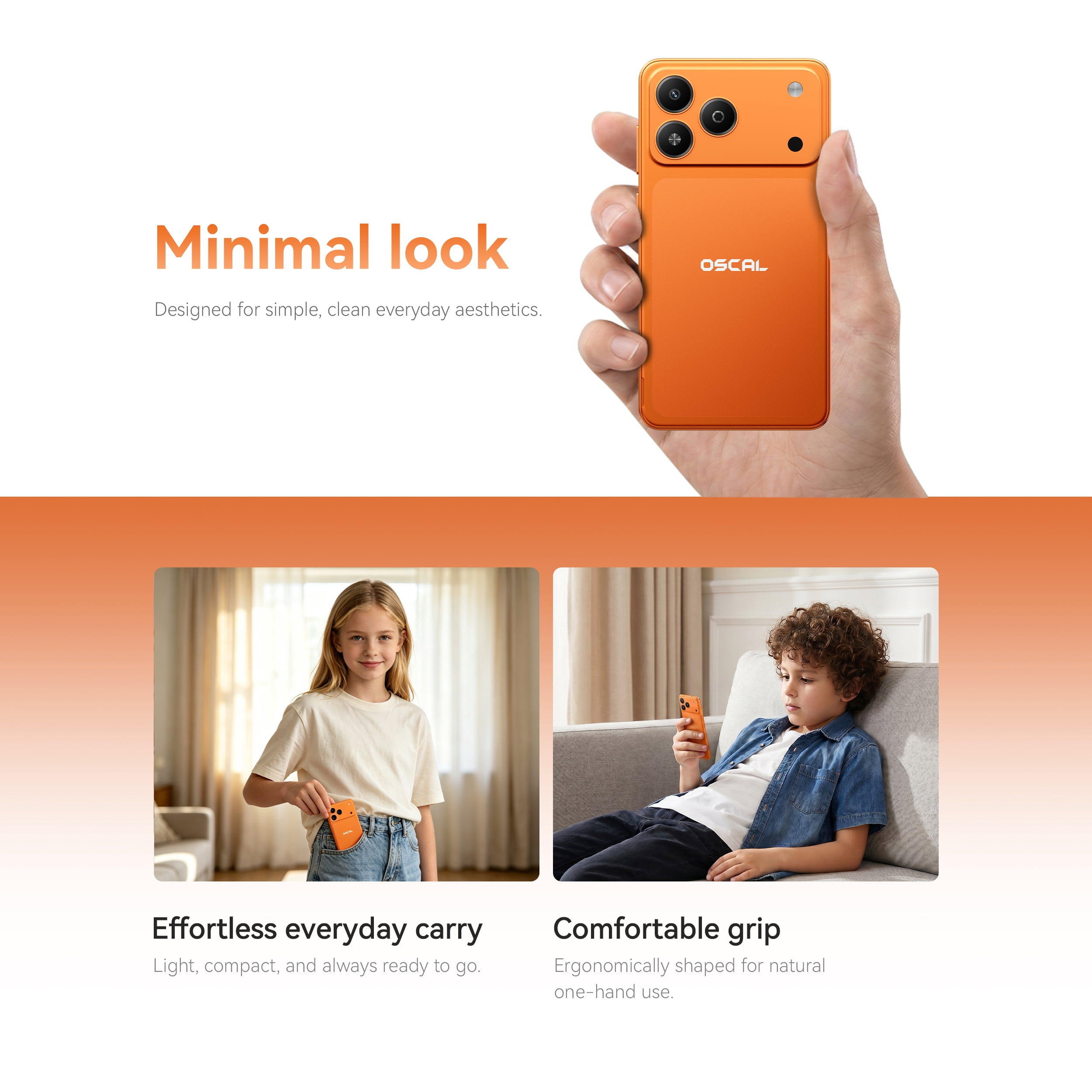 OSCAL Flat 3C Mini Unlocked Phone for Seniors,5