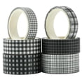 thumbnail image 6 of 6 Rolls Grid Paper Tape Craft Masking Tape 5m(16.4 Feet) Black and White Assorted Colorful Lattice Series Basic Plaid Adhesive Decorative Stickers, 6 of 7