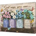 thumbnail image 3 of Christian Flower Wall Art Farmhouse Flowers Pictures Wall Decor Scripture Bible Verses Canvas Artwork Painting God Says You Are Framed Poster Print for Home Living room Bedroom Bathroom Office 12"X16", 3 of 7