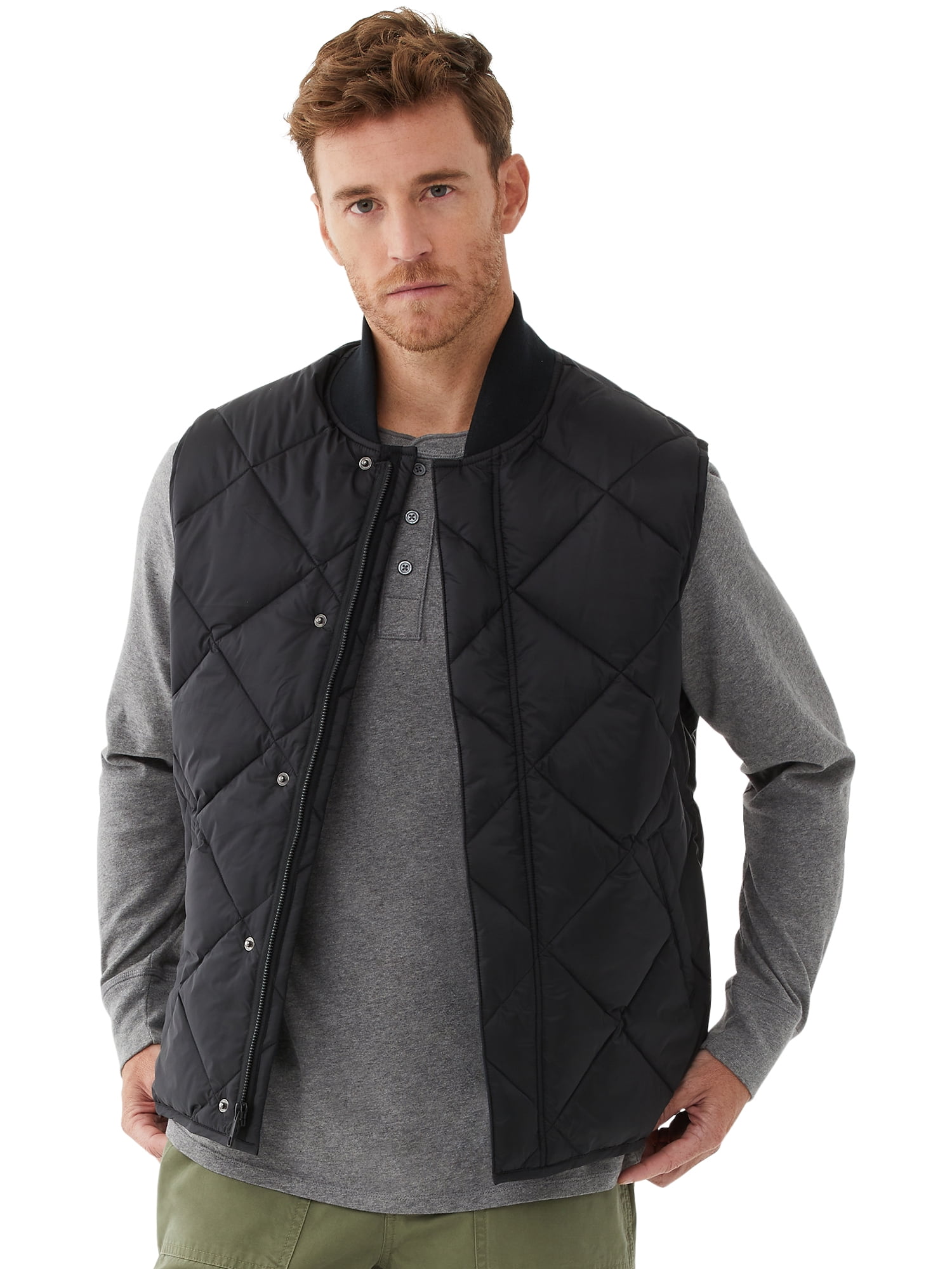 Free Assembly Men's Everyday Diamond Quilted Vest - Walmart.com