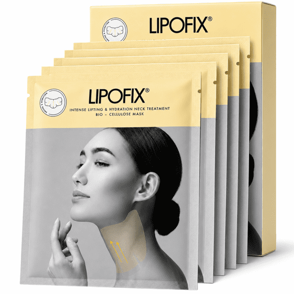 LipoFix. Tighten & Lift Advanced Collagen Neck Mask, Improves Crepey skin & Fine Lines 5Pc