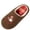 Brown, variant on Plus Size Womens Slippers Closed Toe Plaid Puppy Embroidery Warm Comfortable Slide Soft Fleece House Shoes