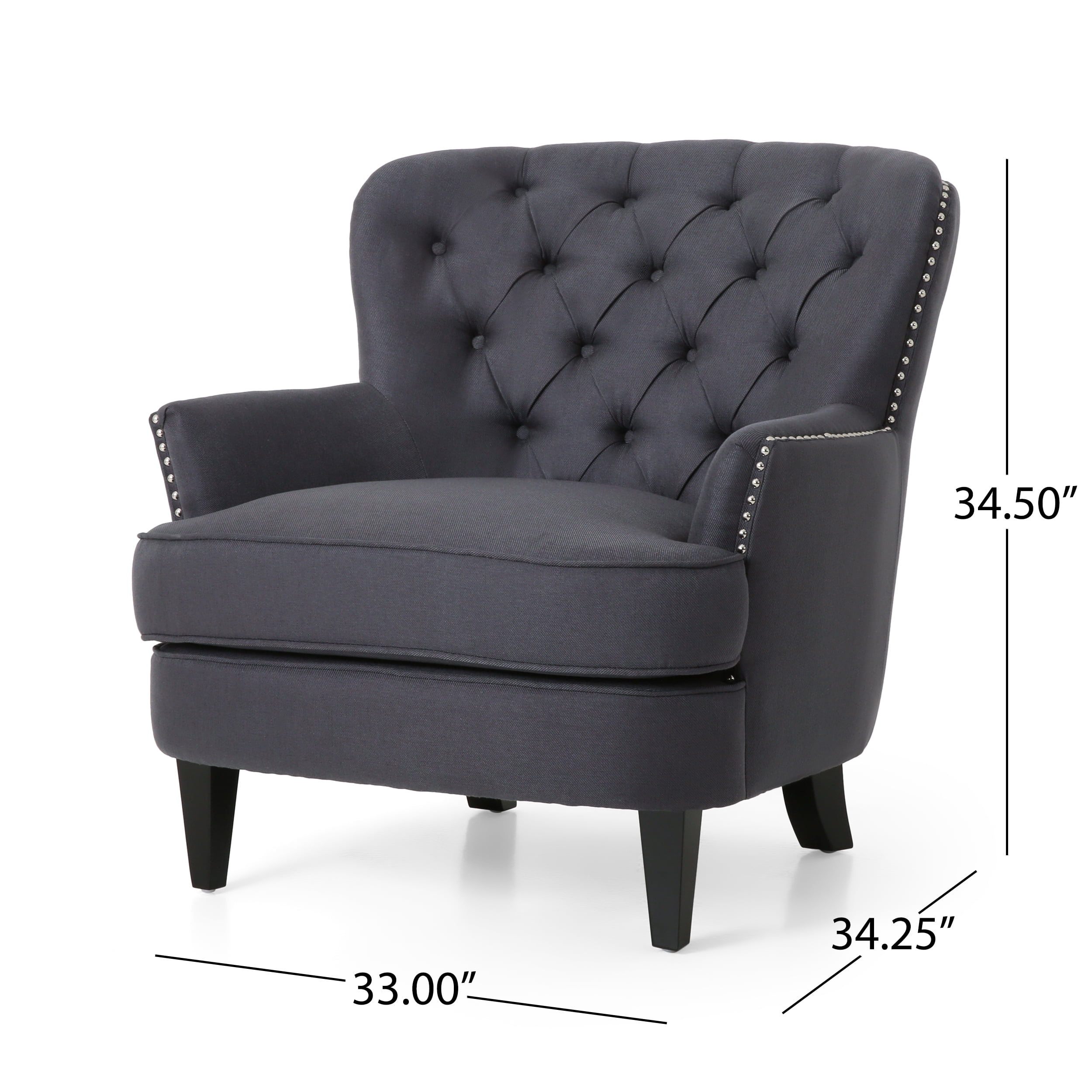 Noble House Caleb Indoor Fabric Club Chair and Ottoman Set, Gray