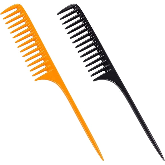 2Packs Wide Tooth Detangling Combs For Curly Hair, Premium Anti-Static Heat Resistant Styling Set With Shower Comb And Teasing Brush For Women And Men