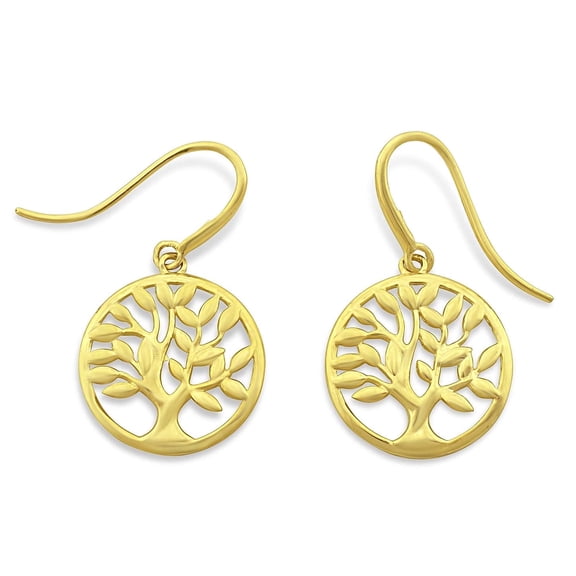 Vinali 14K Solid Gold Small Celtic Tree of Life Dangle Earrings