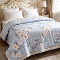 thumbnail image 4 of Yardvibe Cooling Comforter Twin Size, Flower Print Breathable Summer Comforter for Hot Sleepers & Night Sweats, Silky Smooth Cooling Blanket, Blue (A), 4 of 8