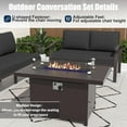 thumbnail image 4 of Kullavik Aluminum Patio Furniture Set,5 Pieces Modern Outdoor Conversation Set w/43in Gas Fire Pit Table, Outdoor Metal Sectional Sofa with 55000 BTU Propane Fire Pit,Black, 4 of 7