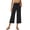 Black, variant on Capri Pants for Women Drawstring Solid Color Pull-On Wide Leg Yoga Pants Stretchy Athletic Cropped Sweatpants with Pockets