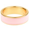 thumbnail image 1 of Gold Plated Sterling Silver Light Pink Enamel Thick Band Ring for Women - Size 8, 1 of 5
