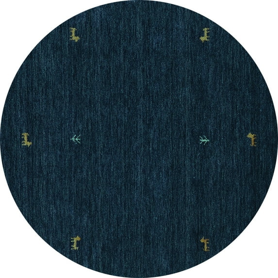 Ahgly Company Indoor Round Abstract Turquoise Blue Contemporary Area Rugs, 5' Round