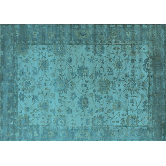 Ahgly Company Indoor Rectangle Oriental Light Blue Industrial Area Rugs, 8' x 10'
