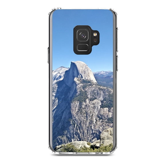 DistinctInk Clear Shockproof Hybrid Case for Samsung Galaxy S9 (5.8" Screen) - TPU Bumper, Acrylic Back, Tempered Glass Screen Protector - Yosemite Half Dome