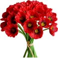thumbnail image 1 of 30 flores artificiales rojas de seda de amapola de 13.0 in para el día conmemorativo, día de los veteranos, decoración del hogar, cocina, boda, 1 of 5