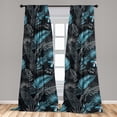 thumbnail image 2 of Tropical Window Curtains, Monochrome Palm Leaves Abstract Nature Ornament on Monochrome Back, Lightweight Decor 2-Panel Set with Rod Pocket, Pair of - 28"x63", Deep Sky Blue Dark Grey, by Ambesonne, 2 of 3