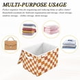 thumbnail image 6 of Yayeee Collapsible Cube Storage Bin with Lid Fabric Closet Decorative Basket with Handles, Rusty Orange Plaid, 6 of 7
