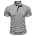 thumbnail image 4 of Ohufall Mens Sport T-shirts Zipper Turndown Collar Tee Breathable Short Sleeve Solid T Shirts, 4 of 6