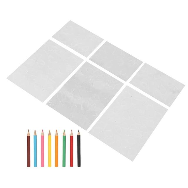 Papel Termocontraíble De Flores, Hoja De Plástico Retráctil, 6 Hojas De Dos Lados Con 8 Lápices De Colores Para Llaveros