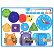 Willkey Busy Board for Toddlers, Montessori Toys for 3 Year Old - 10 Educational Toddler Activities to Develop Fine Motor Skills - Learning Wooden Travel Toy for Plane and Car Journey, Boy & Girl Gift