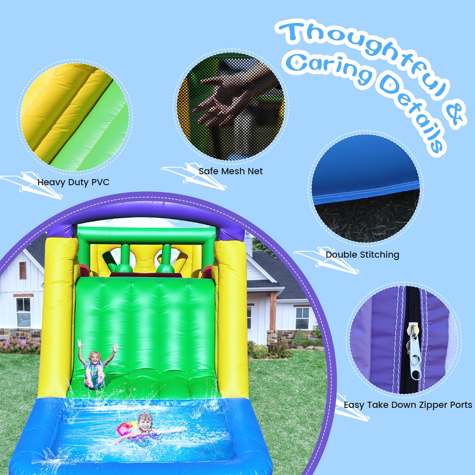 Relunch 22 ft Commercial PVC Inflatable Bounce House Obstacle Course with Water Slides & Blower for Kids Outdoor Party 22x8x8.2FT