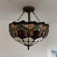 thumbnail image 7 of Tiffany Ceiling Lights Stained Glass Red Tulips LED Bulbs Included for Bed Room Living Room Entryway16"W*16"D*16"H, 7 of 7