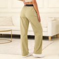 thumbnail image 4 of WERYOUNG Women's Casual Pants Solid Color Elastic Waist Athletic Trousers Outing Wear Loose Fit Straight Leg Pant With Pockets Party Night Stylish Comfortable Slacks, 4 of 9