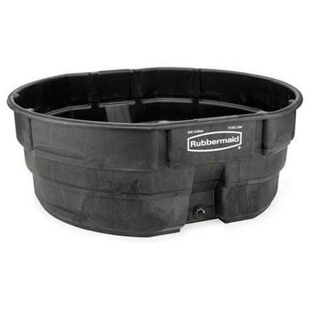 Rubbermaid 300 Gallon Black Resin Stock Tank with Drain Plug
