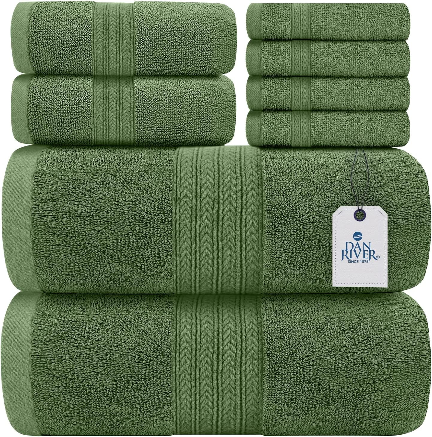 DAN RIVER 100 Cotton Bathroom Towel Set2 Oversized Bath Towels 30x52 2 Hand Towels 16x28 4