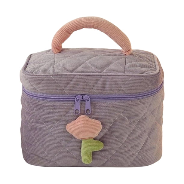 Neceser de moda con flores, organizador, contenedor, neceser de pana Violeta