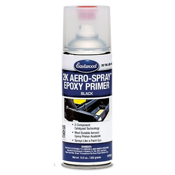 Eastwood 2K AeroSpray Black Epoxy Primer Auto Body Paint, Durable, 12 oz for Automotive