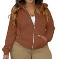 thumbnail image 2 of Domzest Sweatshirt for Women Zipper Long Sleeve 4X-5X Hoodies Fall Light Fashion Fleece Drawstring Oversize Sweatshirt Y2k with Pocket Jacket Coffee 2XL-Large, 2 of 5