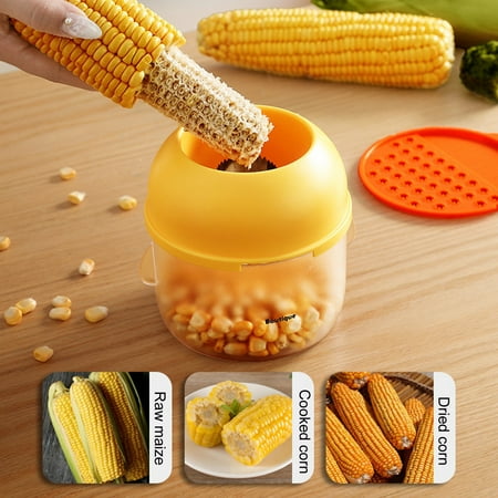 

Hariumiu Corn Kernel Peeler with Bowl Safety Handle Quick Corn Cutter Tool Clean Cuts Twist Press Operation Tortilla Corn Kernel Remover for Salads