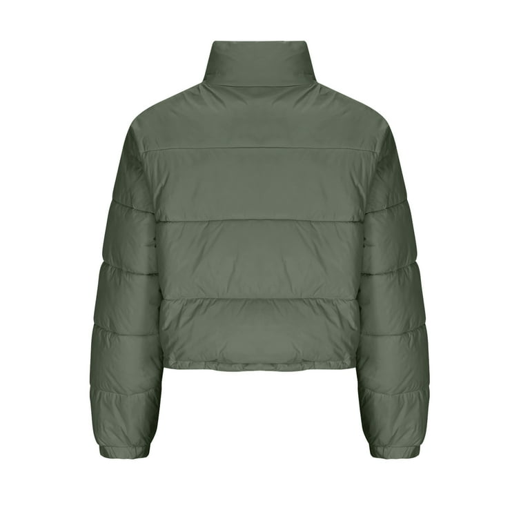 Hvyesh Women's Cropped Puffer Jackets Trendy Zipper Up Baggy Short