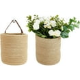 thumbnail image 5 of Wall Hanging Storage Baskets - Small Cotton Rope Woven Closet Storage Bins-Shelf Basket Organizer for Plants, Towels - 6.3" x 7" (Jute-Brown), 5 of 11